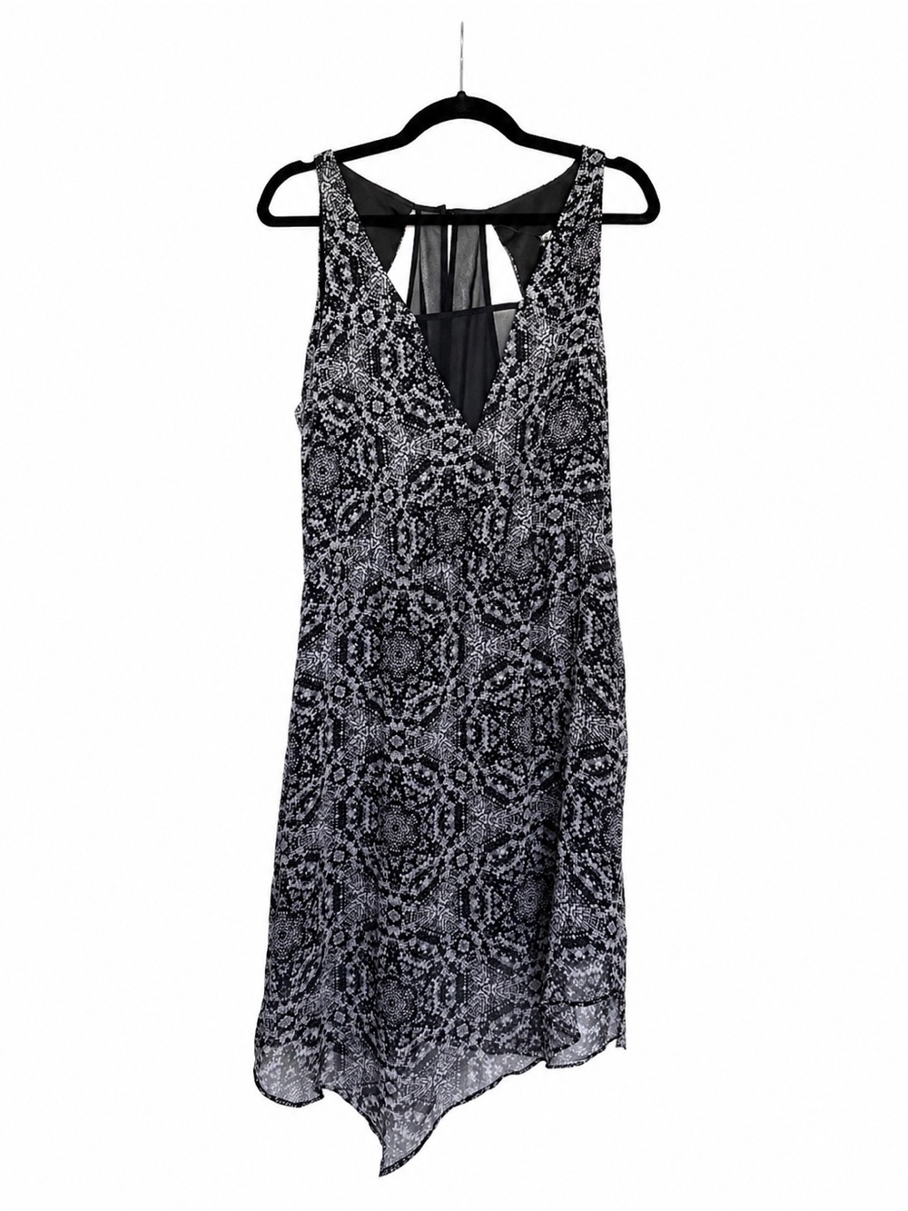 BCBGeneration Black & White Asymmetrical V-Neck Dress